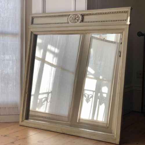 ANTIQUE FRENCH PAINTED MIRROR ORIGINAL PAINT - ADDITIONAL PHOTO 1