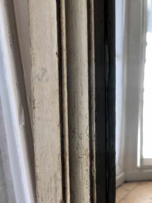 ANTIQUE FRENCH PAINTED MIRROR ORIGINAL PAINT - ADDITIONAL PHOTO 3