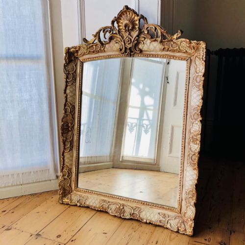 antique french gilt and gesso louis xv mirror - CATEGORY: ANTIQUE MIRRORS - DATED 19TH CENTURY