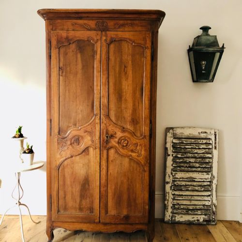 antique french walnut armoire wardrobe with hanging rail - CATEGORY: ANTIQUE CUPBOARDS - DATED 19TH CENTURY
