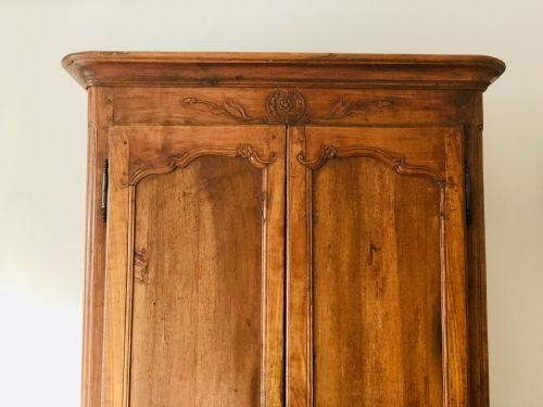 ANTIQUE FRENCH WALNUT ARMOIRE WARDROBE WITH HANGING RAIL - ADDITIONAL PHOTO 2