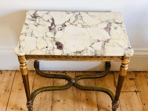 ANTIQUE FRENCH GILT AND MARBLE OCCASIONAL TABLE - ADDITIONAL PHOTO 3