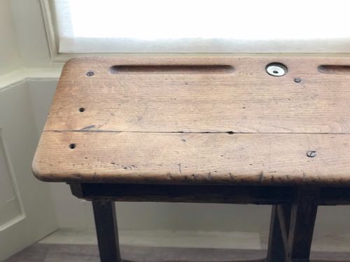 ANTIQUE FRENCH OAK SCHOOL DESK - ADDITIONAL PHOTO 6