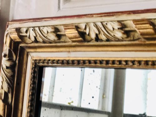 ANTIQUE FRENCH GILT AND GESSO LEANER MIRROR OVERMANTEL - ADDITIONAL PHOTO 2