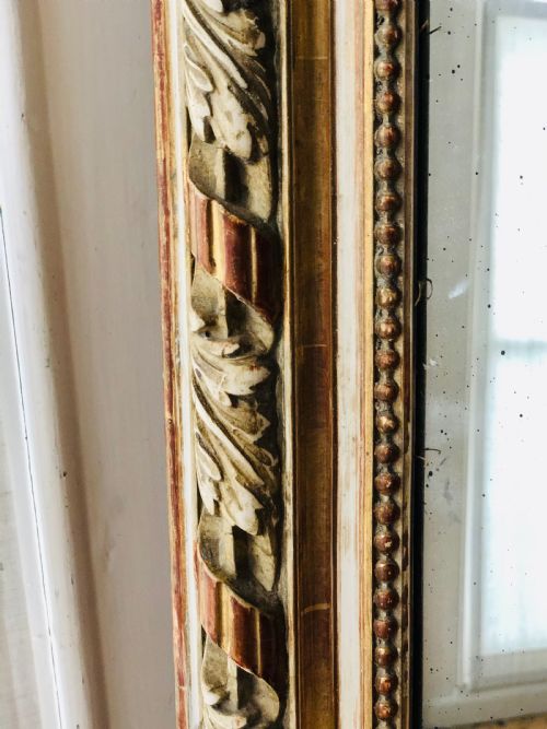 ANTIQUE FRENCH GILT AND GESSO LEANER MIRROR OVERMANTEL - ADDITIONAL PHOTO 3