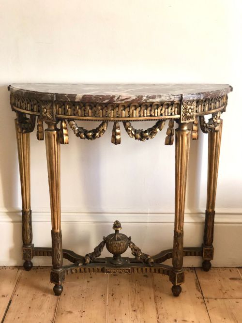 19TH CENTURY FRENCH GILT AND MARBLE CONSOLE TABLE - ADDITIONAL PHOTO 1