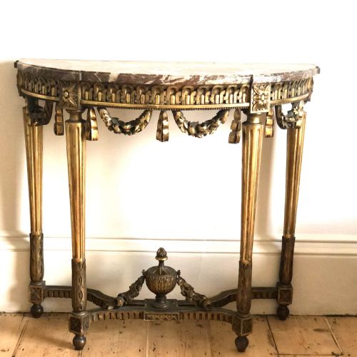 19TH CENTURY FRENCH GILT AND MARBLE CONSOLE TABLE - ADDITIONAL PHOTO 2