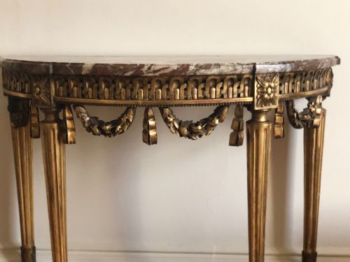 19TH CENTURY FRENCH GILT AND MARBLE CONSOLE TABLE - ADDITIONAL PHOTO 5
