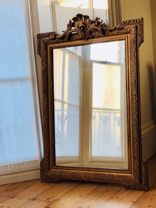 ANTIQUE FRENCH CRESTED MIRROR - ADDITIONAL PHOTO 1