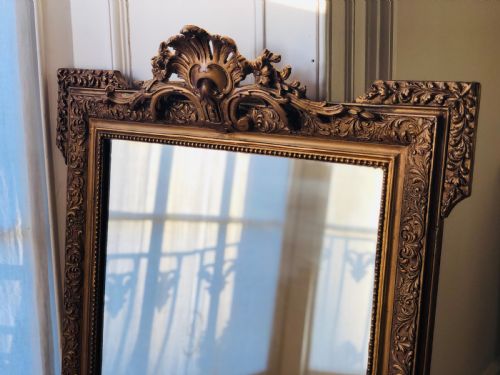 ANTIQUE FRENCH CRESTED MIRROR - ADDITIONAL PHOTO 2