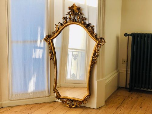antique italian gilt wood mirror - CATEGORY: ANTIQUE MIRRORS - DATED 19TH CENTURY