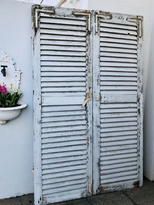 antique french oak painted shutters - CATEGORY: ANTIQUE MISCELLANEOUS - DATED 1890