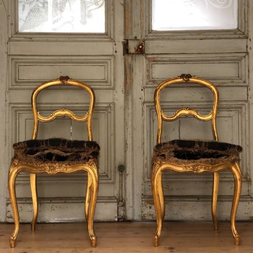 antique french louis xvi gilt chairs - CATEGORY: ANTIQUE CHAIRS - DATED 19TH CENTURY