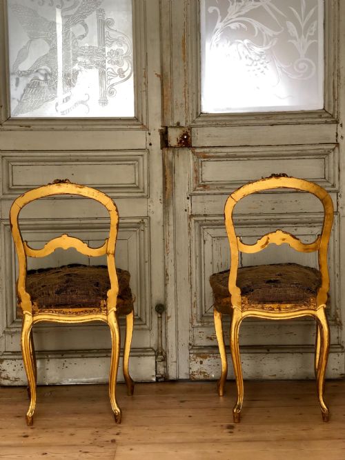ANTIQUE FRENCH LOUIS XVI GILT CHAIRS - ADDITIONAL PHOTO 2