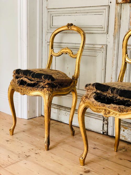 ANTIQUE FRENCH LOUIS XVI GILT CHAIRS - ADDITIONAL PHOTO 4