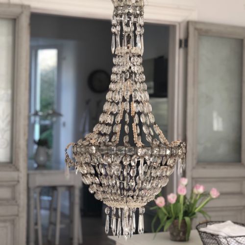 LARGE ANTIQUE FRENCH CRYSTAL BAG CHANDELIER - ADDITIONAL PHOTO 3