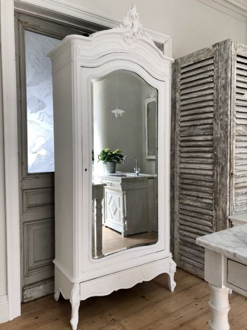 ANTIQUE FRENCH SINGLE ARMOIRE LINEN PRESS - ADDITIONAL PHOTO 5