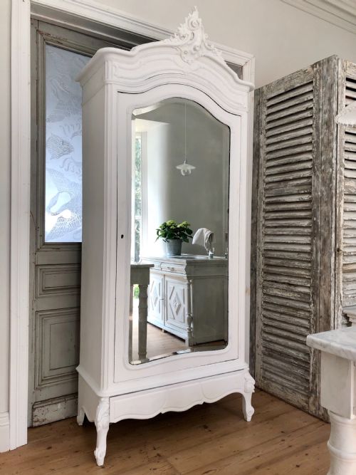 ANTIQUE FRENCH SINGLE ARMOIRE LINEN PRESS - ADDITIONAL PHOTO 6