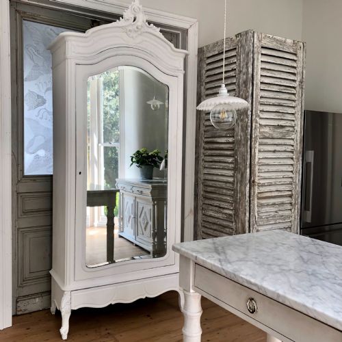 ANTIQUE FRENCH SINGLE ARMOIRE LINEN PRESS - ADDITIONAL PHOTO 7