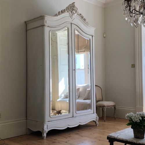 LARGE ANTIQUE FRENCH LOUIS XV ARMOIRE WARDROBE WITH HANGING RAIL - ADDITIONAL PHOTO 4