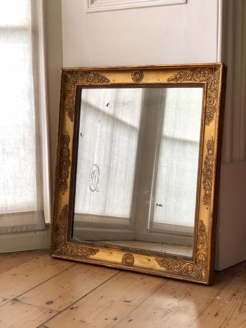 antique french gilt empire mirror c1815 mercury glass - CATEGORY: ANTIQUE MIRRORS - DATED 1800