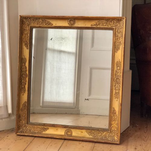 ANTIQUE FRENCH GILT EMPIRE MIRROR C1815 MERCURY GLASS - ADDITIONAL PHOTO 1