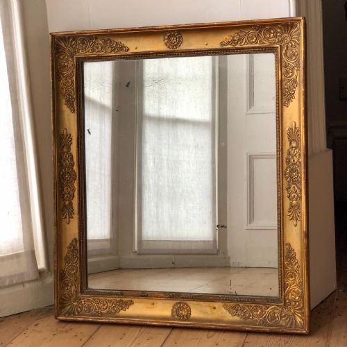 ANTIQUE FRENCH GILT EMPIRE MIRROR C1815 MERCURY GLASS - ADDITIONAL PHOTO 3