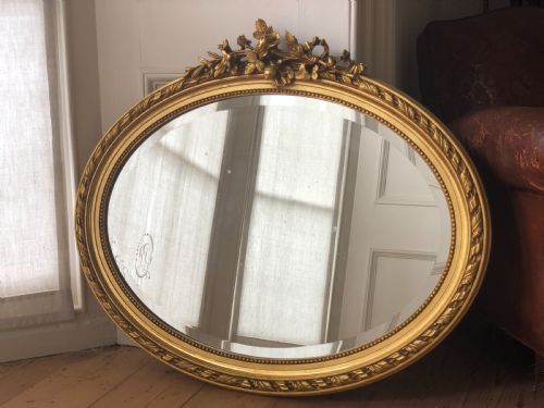 ANTIQUE FRENCH GILT OVAL MIRROR - ADDITIONAL PHOTO 6