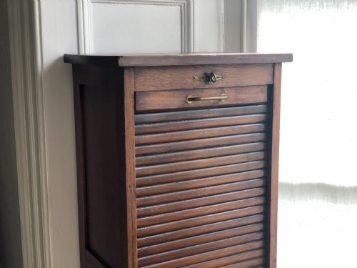 ANTIQUE FRENCH OAK TAMBOUR FILING CABINET - ADDITIONAL PHOTO 2