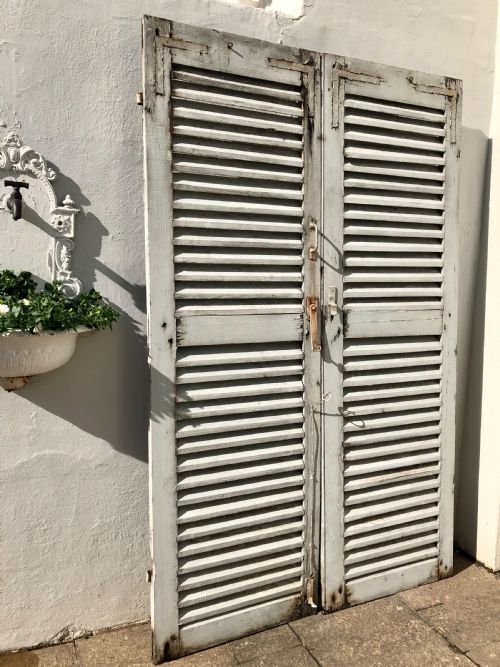 antique french oak painted shutters - CATEGORY: ANTIQUE MISCELLANEOUS - DATED 19TH CENTURY