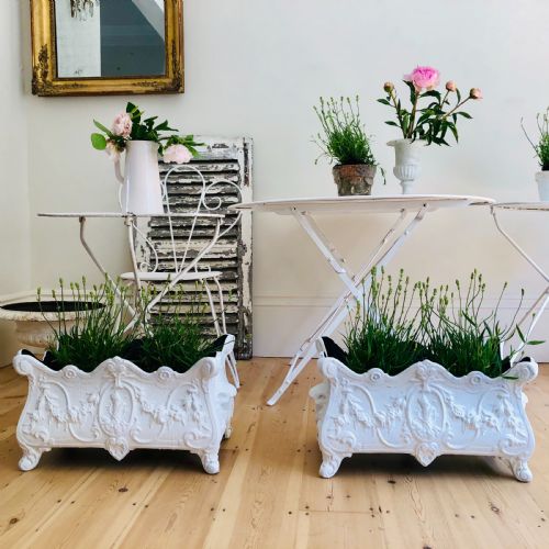PAIR OF ANTIQUE FRENCH CAST IRON PLANTERS - ADDITIONAL PHOTO 10
