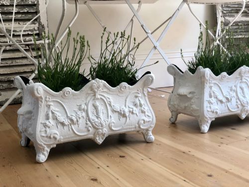 PAIR OF ANTIQUE FRENCH CAST IRON PLANTERS - ADDITIONAL PHOTO 11