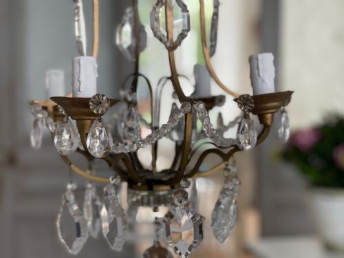 ANTIQUE FRENCH CAGE CHANDELIER - ADDITIONAL PHOTO 5