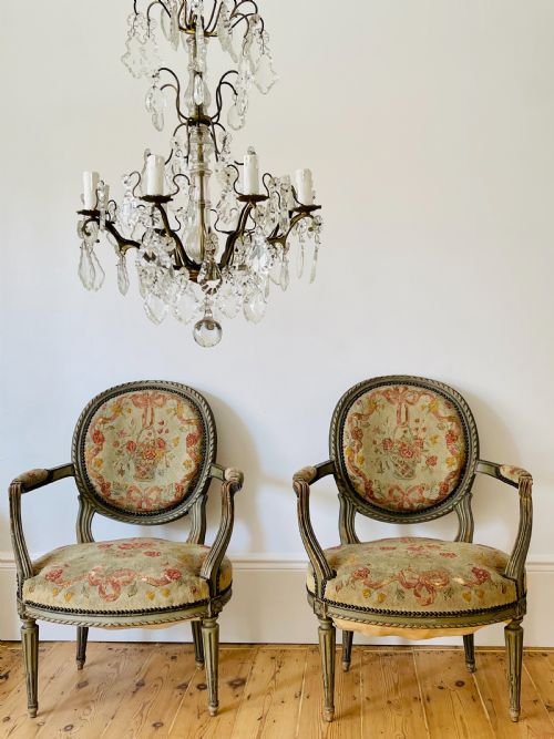 PAIR OF ANTIQUE FRENCH LOUIS XV1 CHAIRS - ADDITIONAL PHOTO 2
