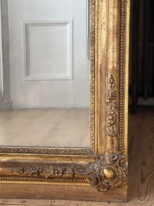 ANTIQUE FRENCH GILT MIRROR MERCURY GLASS - ADDITIONAL PHOTO 1