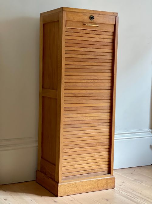 french oak tambour cabinet - CATEGORY: ANTIQUE CABINETS - DATED 1930