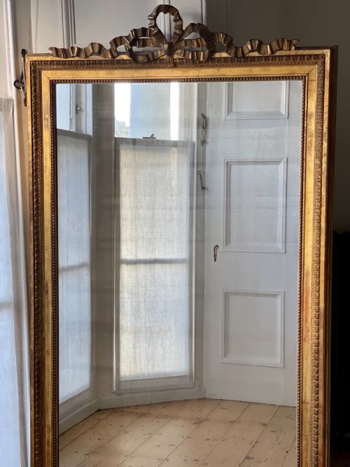 ANTIQUE FRENCH GILT LEANER MIRROR PARIS - ADDITIONAL PHOTO 3