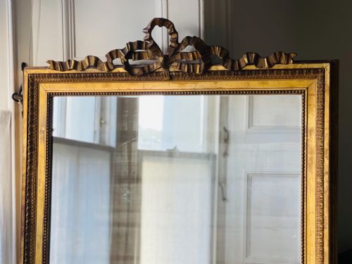ANTIQUE FRENCH GILT LEANER MIRROR PARIS - ADDITIONAL PHOTO 4