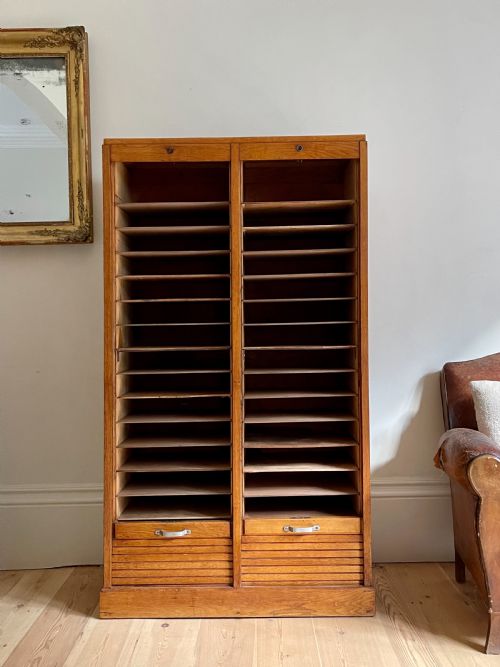 ANTIQUE FRENCH OAK DOUBLE TAMBOUR - ADDITIONAL PHOTO 2