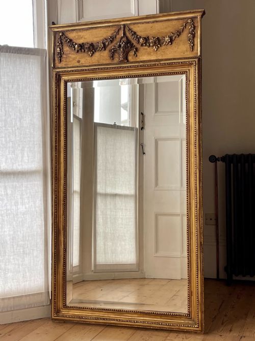 antique french gilt louis xvi mirror bevelled glass - CATEGORY: ANTIQUE MIRRORS - DATED 19TH CENTURY