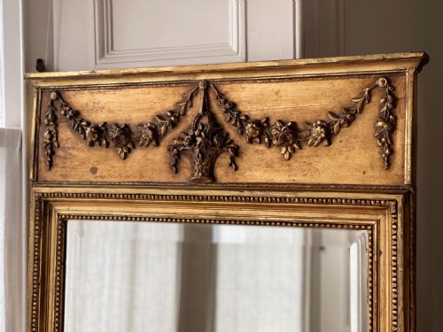 ANTIQUE FRENCH GILT LOUIS XVI MIRROR BEVELLED GLASS - ADDITIONAL PHOTO 1