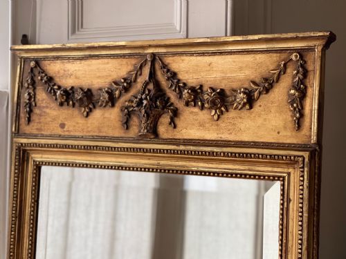ANTIQUE FRENCH GILT LOUIS XVI MIRROR BEVELLED GLASS - ADDITIONAL PHOTO 2