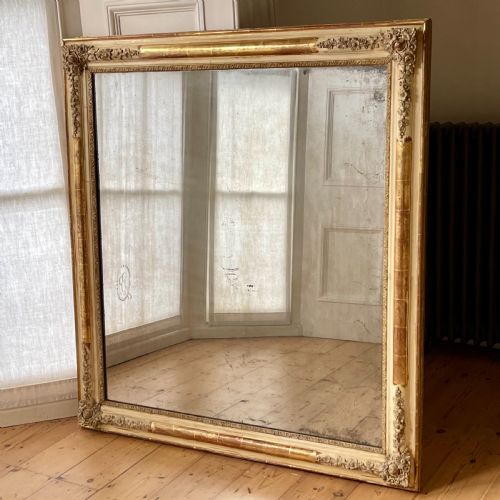 ANTIQUE FRENCH NAPOLON III GILT AND GESSO MIRROR MERCURY GLASS - ADDITIONAL PHOTO 1