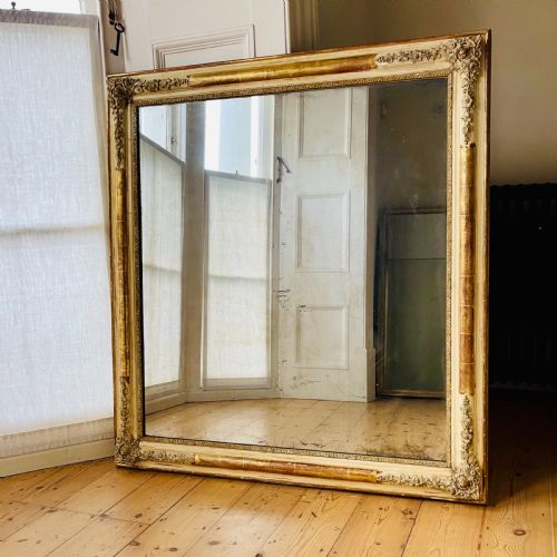 ANTIQUE FRENCH NAPOLON III GILT AND GESSO MIRROR MERCURY GLASS - ADDITIONAL PHOTO 2