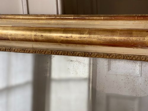 ANTIQUE FRENCH NAPOLON III GILT AND GESSO MIRROR MERCURY GLASS - ADDITIONAL PHOTO 3