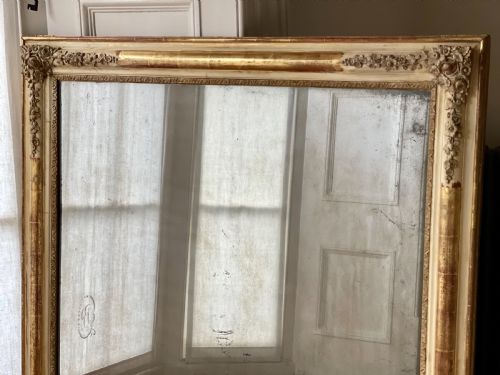ANTIQUE FRENCH NAPOLON III GILT AND GESSO MIRROR MERCURY GLASS - ADDITIONAL PHOTO 4