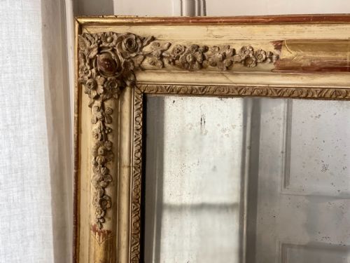 ANTIQUE FRENCH NAPOLON III GILT AND GESSO MIRROR MERCURY GLASS - ADDITIONAL PHOTO 5