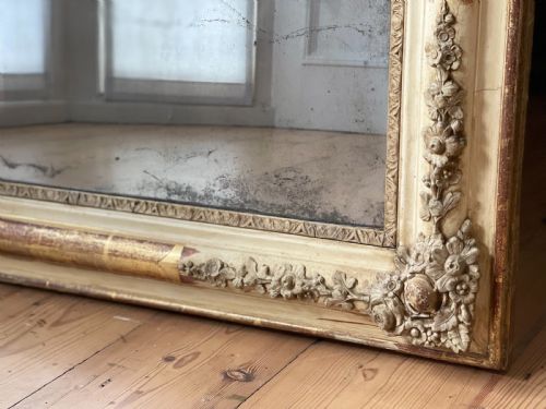 ANTIQUE FRENCH NAPOLON III GILT AND GESSO MIRROR MERCURY GLASS - ADDITIONAL PHOTO 9