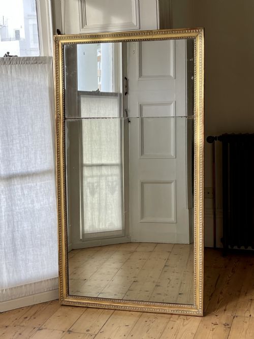 19th century french gilt leaner mirror split mercury glass - CATEGORY: ANTIQUE MIRRORS - DATED 1870