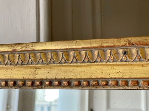19TH CENTURY FRENCH GILT LEANER MIRROR SPLIT MERCURY GLASS - ADDITIONAL PHOTO 6